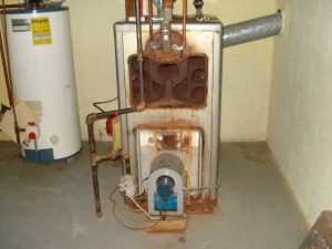 An old hot water boiler is hazardous