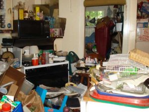A hoarder's house during a home inspection